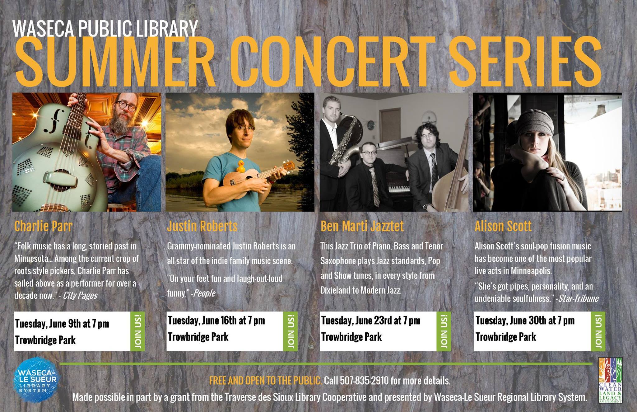 Announcing Waseca Public Library’s Summer Concert Series!