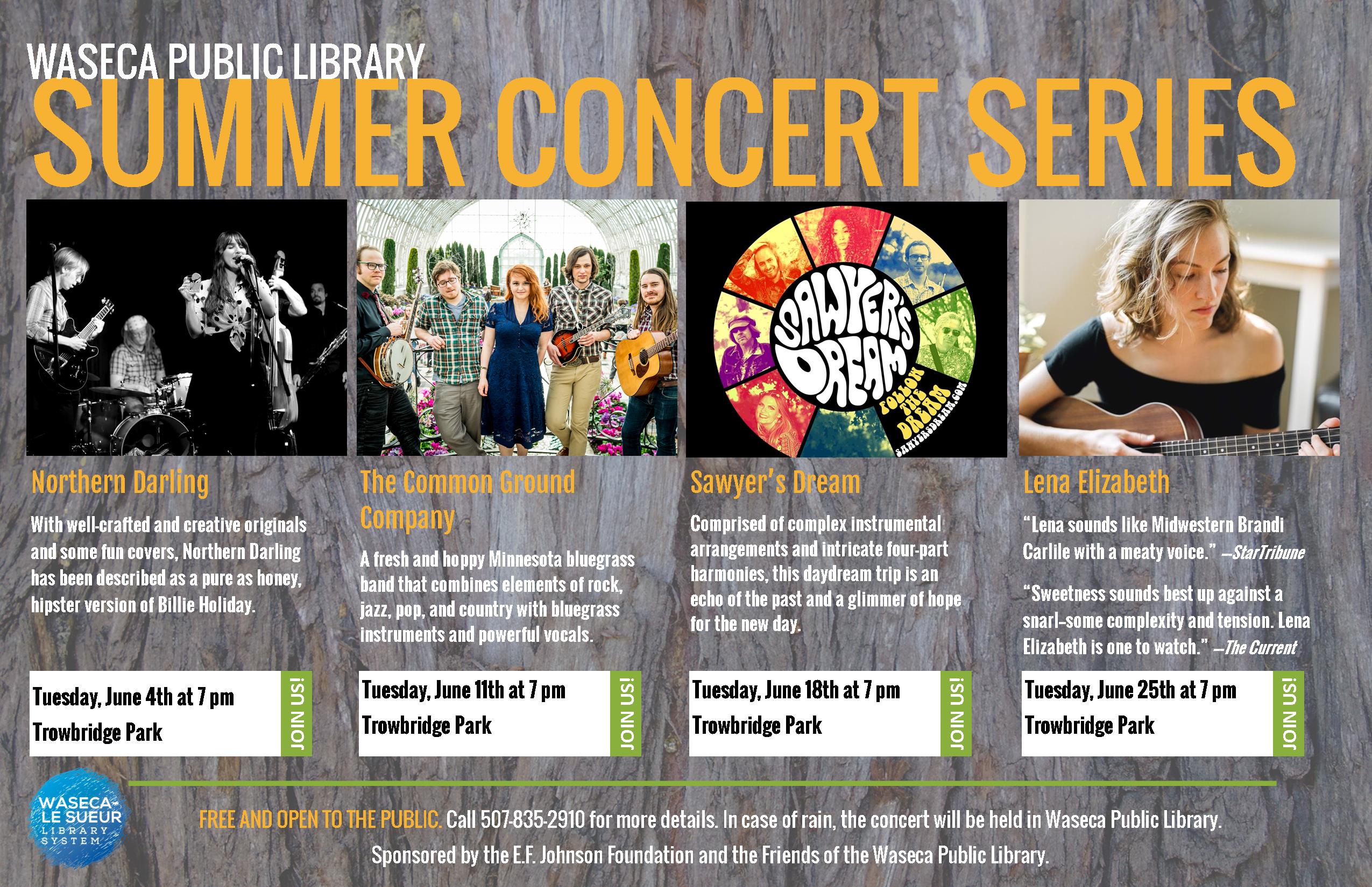 Announcing Waseca Public Library’s Summer Concert Series WasecaLe